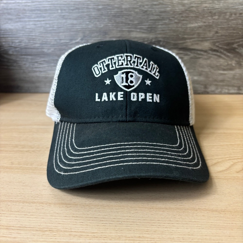 Ottertail Lake Open Hat Cap Strap Back Black Golf Golfing Adjustable